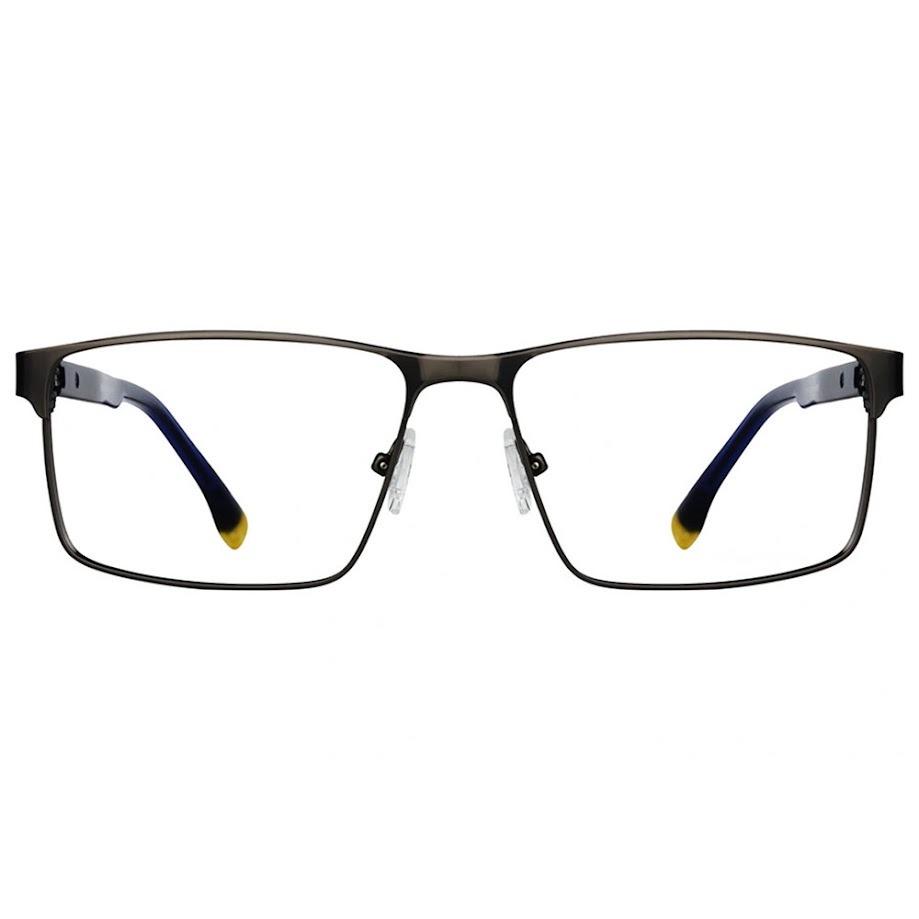 Modern Grey Rectangle Full-Rim Metal Eyeglass Frame