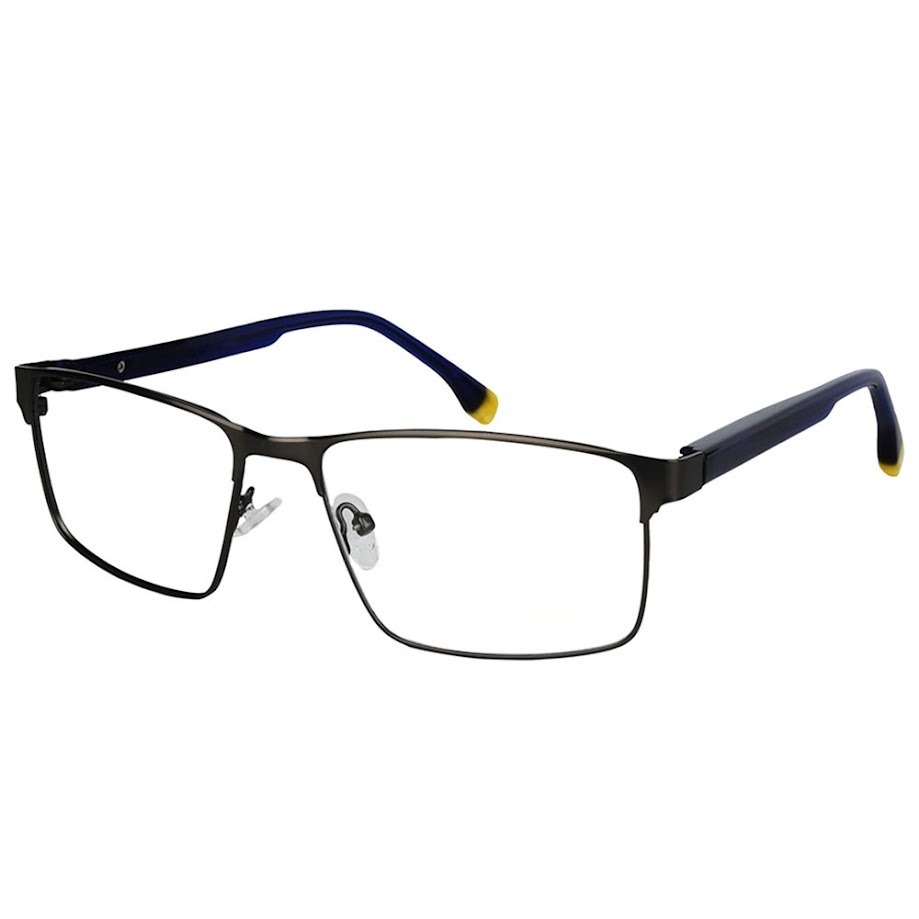 Modern Grey Rectangle Full-Rim Metal Eyeglass Frame