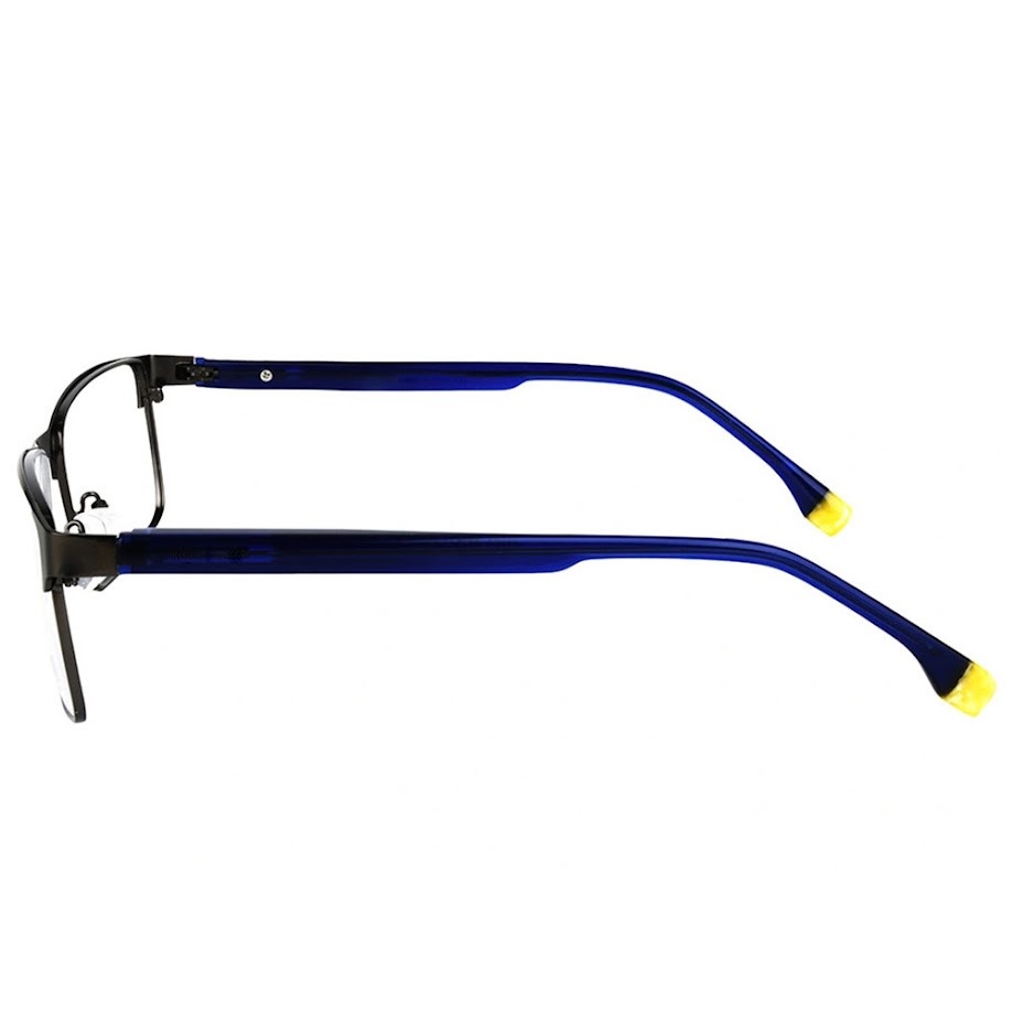 Modern Grey Rectangle Full-Rim Metal Eyeglass Frame